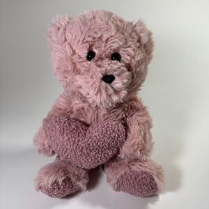 Burton + Burton Teddy Bear Plush Pink Dusty Rose Heart Valentines Stuffed Animal